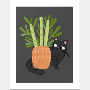 cat plant Posters and Art